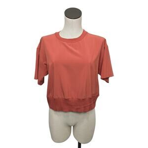 Athleta Womens Rust Zephyr Tee Size XS Lightweight Work Travel Athleisure Top
